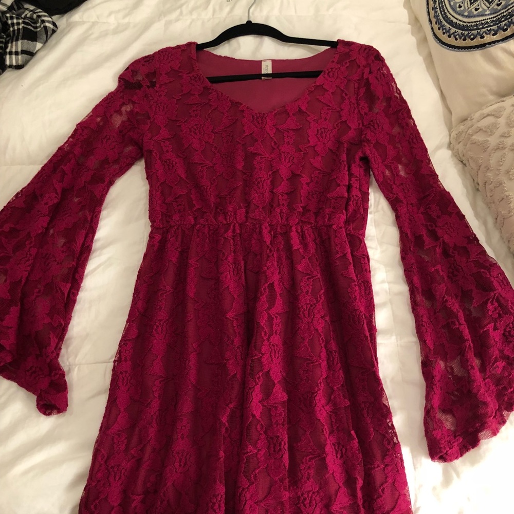 Wine/Maroon Lace Dress